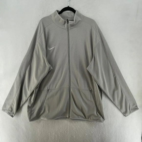 Nike Mens Jacket 2XL Gray Full Zip Dri-Fit Training Windbreaker Active Running - Picture 1 of 10